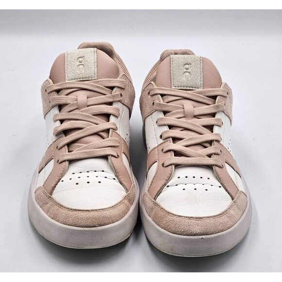 On Women's Mauve White Suede Leather On The Roger Clubhouse Sneakers Sz 7.5 2959 - Picture 10 of 16
